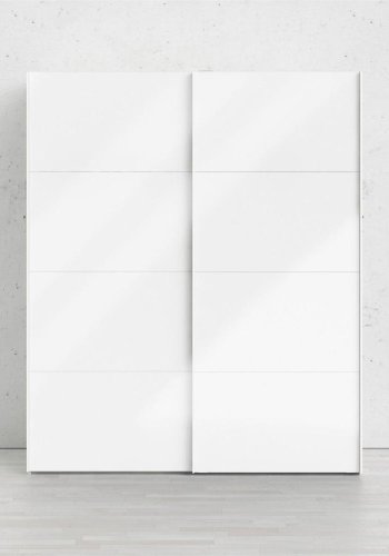 TVILUM Firenze Kleiderschrank, m. 2 Schiebetüren - weiße Folie und Spanplatte