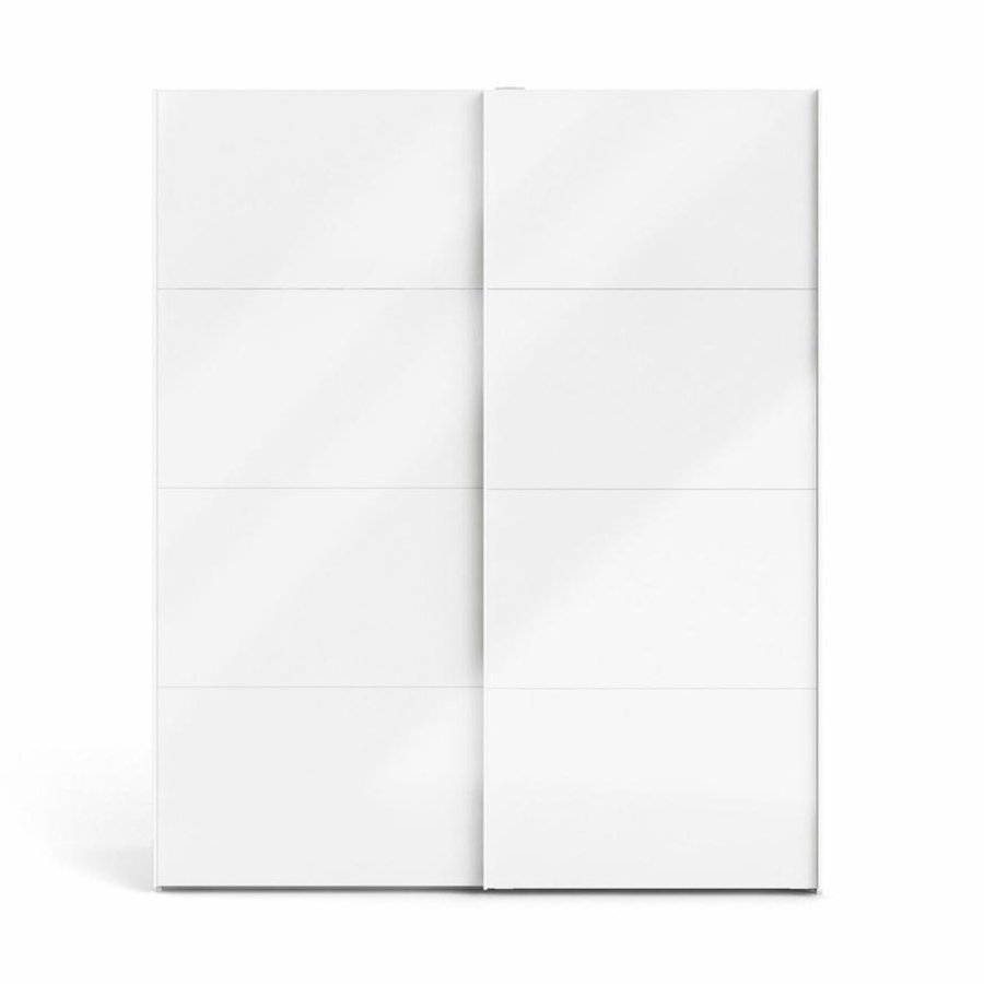 TVILUM Firenze Kleiderschrank, m. 2 Schiebetüren - weiße Folie und Spanplatte