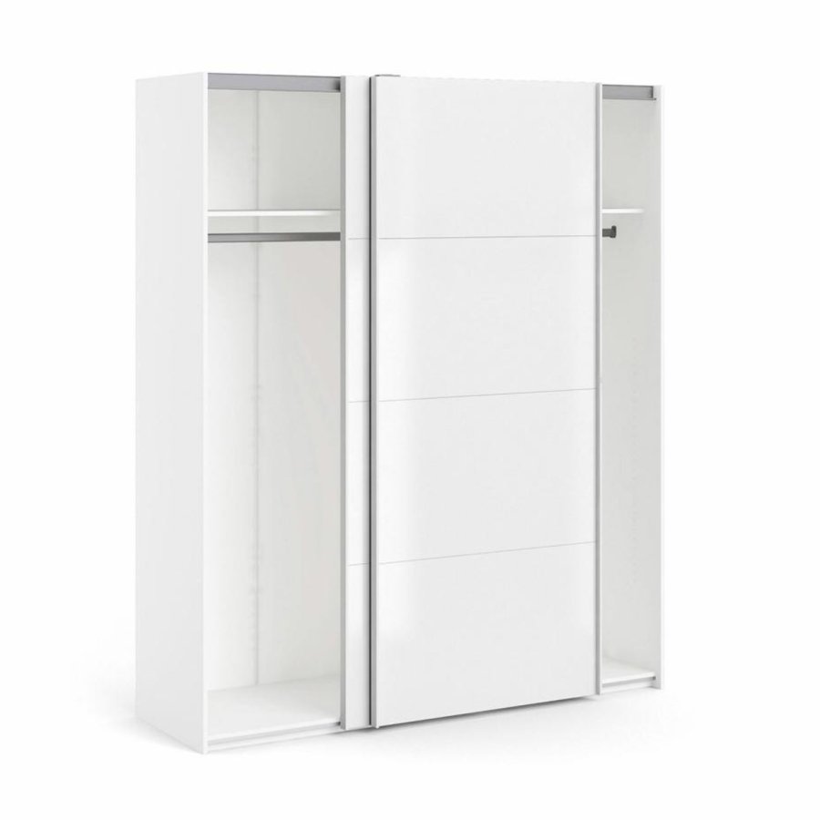 TVILUM Firenze Kleiderschrank, m. 2 Schiebetüren - weiße Folie und Spanplatte