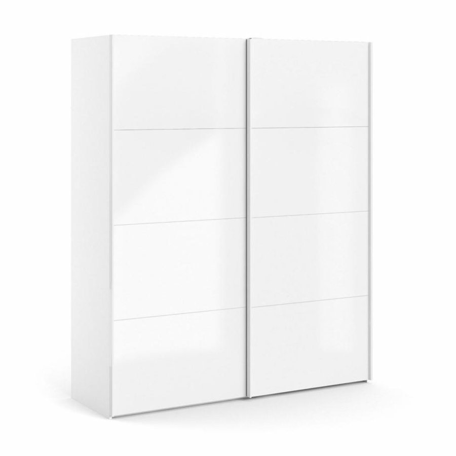 TVILUM Firenze Kleiderschrank, m. 2 Schiebetüren - weiße Folie und Spanplatte