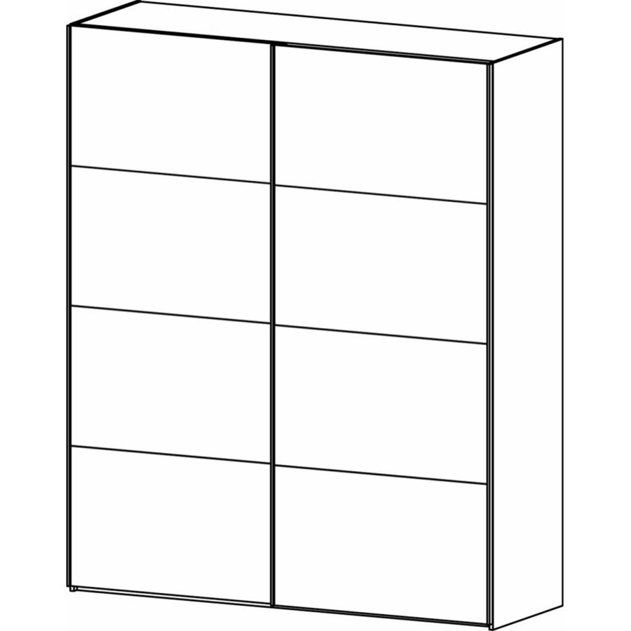 TVILUM Firenze Kleiderschrank, m. 2 Schiebetüren - weiße Folie und Spanplatte