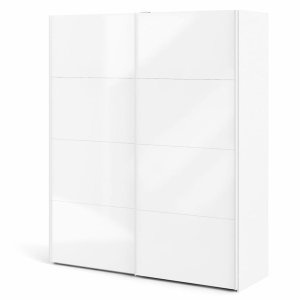 TVILUM Firenze Kleiderschrank, m. 2 Schiebet�ren - wei�e Folie und Spanplatte