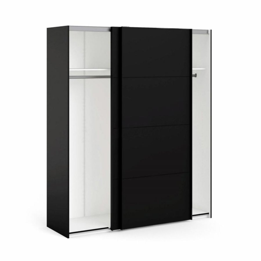 TVILUM Firenze garderobe, m. 2 skyvedrer - sort folie og sponplater