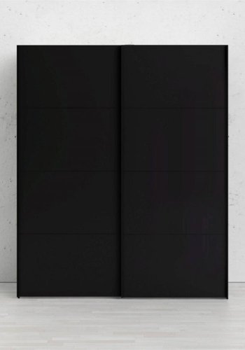 TVILUM Firenze garderobe, m. 2 skyvedrer - sort folie og sponplater