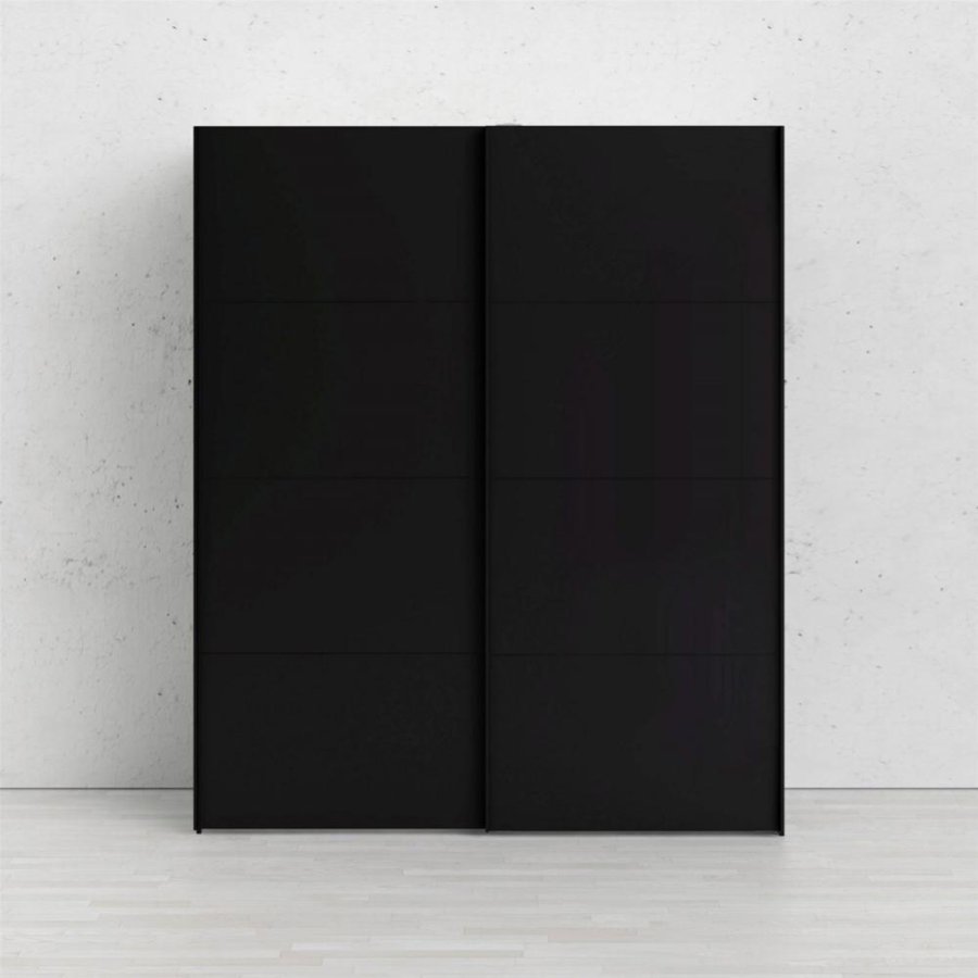 TVILUM Firenze garderobe, m. 2 skyvedrer - sort folie og sponplater