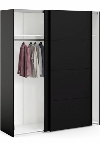 TVILUM Firenze garderobe, m. 2 skyvedrer - sort folie og sponplater