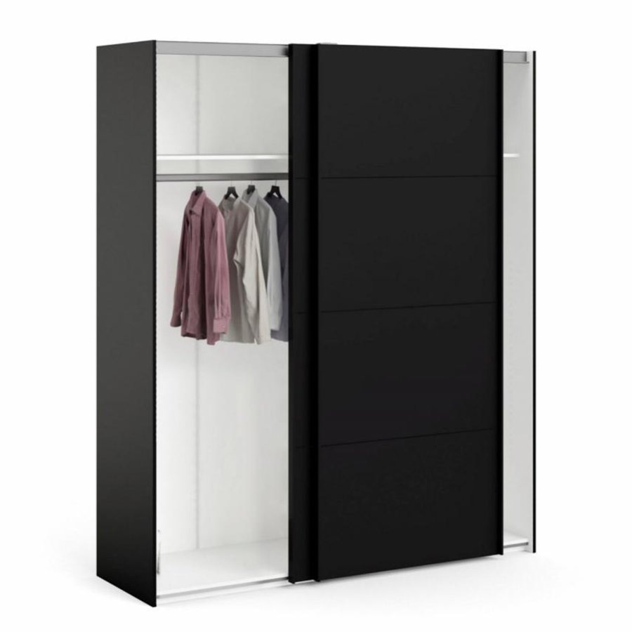 TVILUM Firenze garderobe, m. 2 skyvedrer - sort folie og sponplater