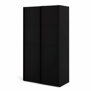 TVILUM Firenze Kleiderschrank, m. 2 Schiebet�ren - schwarze Folie und Spanplatte