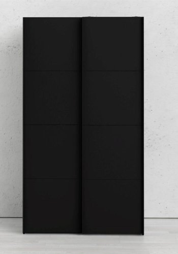 TVILUM Firenze garderobe, m. 2 skyvedrer - sort folie og sponplater