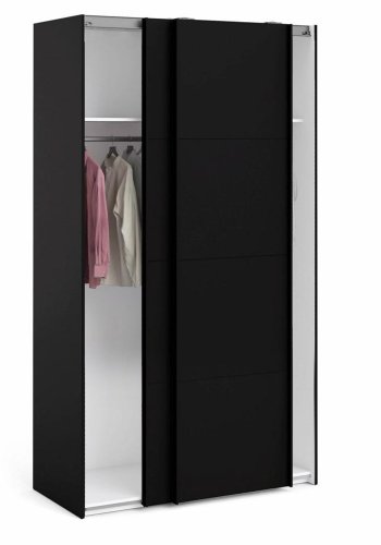 TVILUM Firenze garderobe, m. 2 skyvedrer - sort folie og sponplater