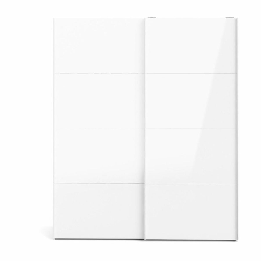 TVILUM Firenze Kleiderschrank, m. 2 Schiebetüren - weiße Folie und Spanplatte