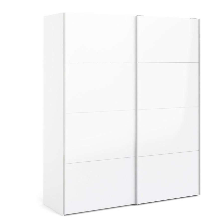 TVILUM Firenze Kleiderschrank, m. 2 Schiebetüren - weiße Folie und Spanplatte