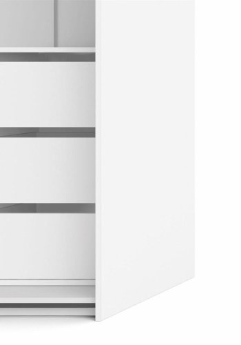 TVILUM Firenze Kleiderschrank, m. 2 Schiebetüren - weiße Folie und Spanplatte