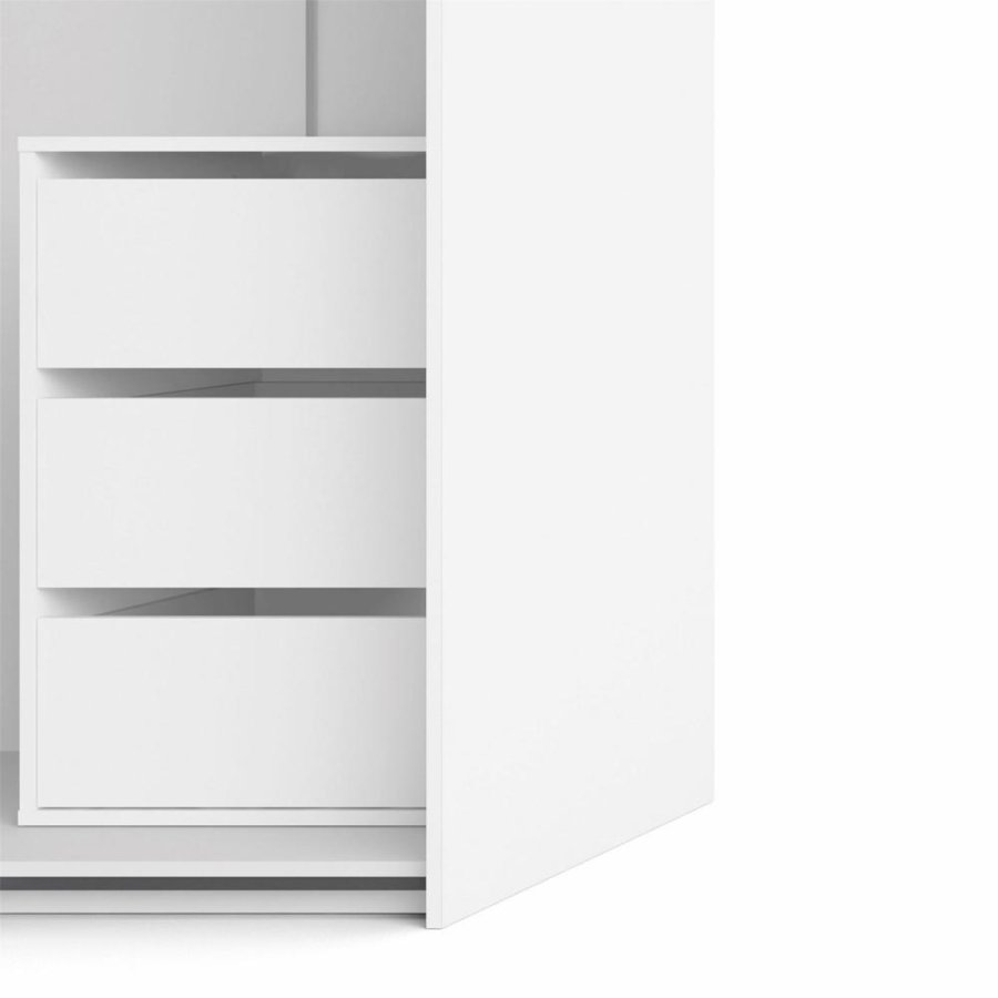 TVILUM Firenze Kleiderschrank, m. 2 Schiebetüren - weiße Folie und Spanplatte