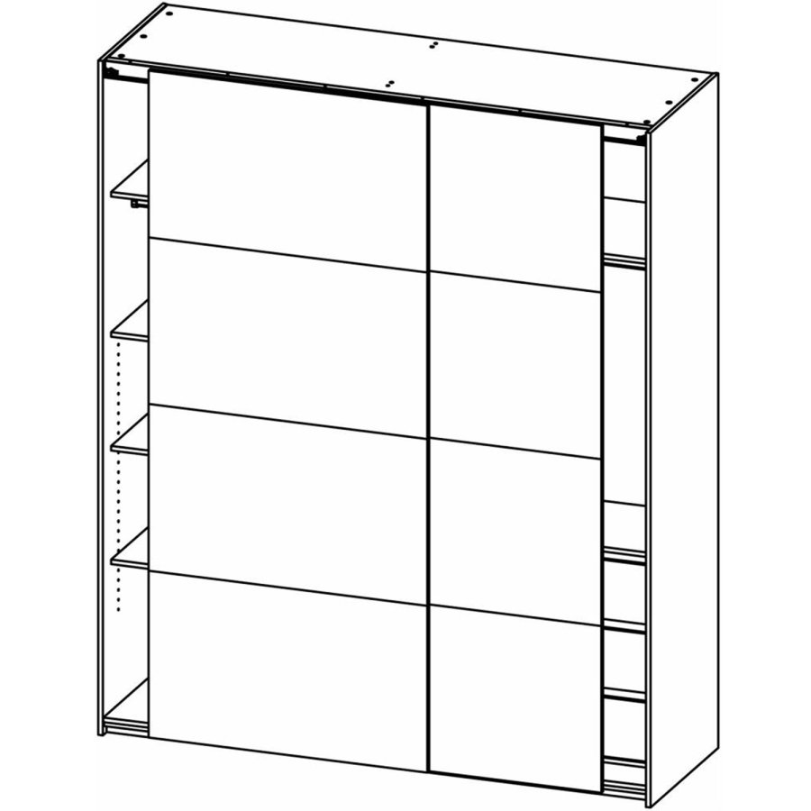 TVILUM Firenze Kleiderschrank, m. 2 Schiebetüren - weiße Folie und Spanplatte