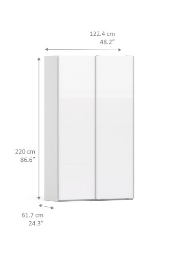 TVILUM Verona Schiebetürenschrank - weiß Hochglanz, mit 2 Schiebetüren