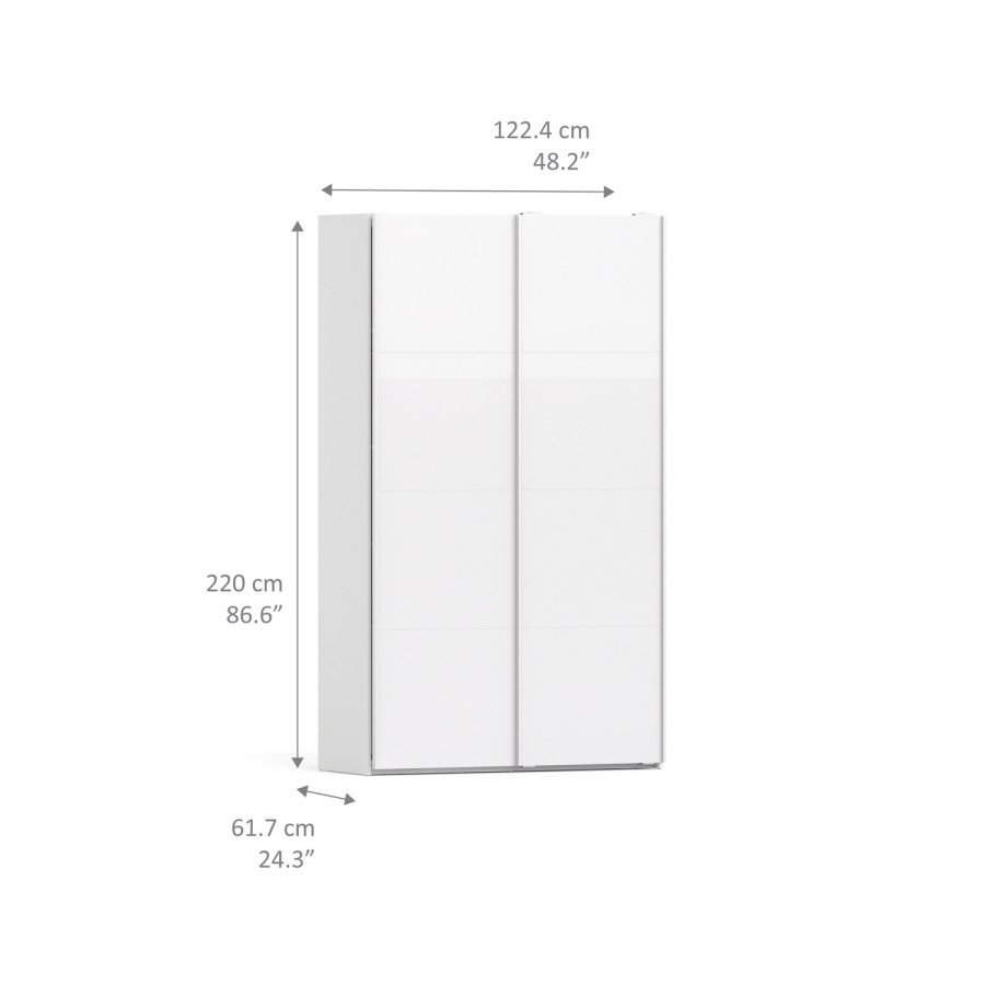 TVILUM Verona Schiebetürenschrank - weiß Hochglanz, mit 2 Schiebetüren