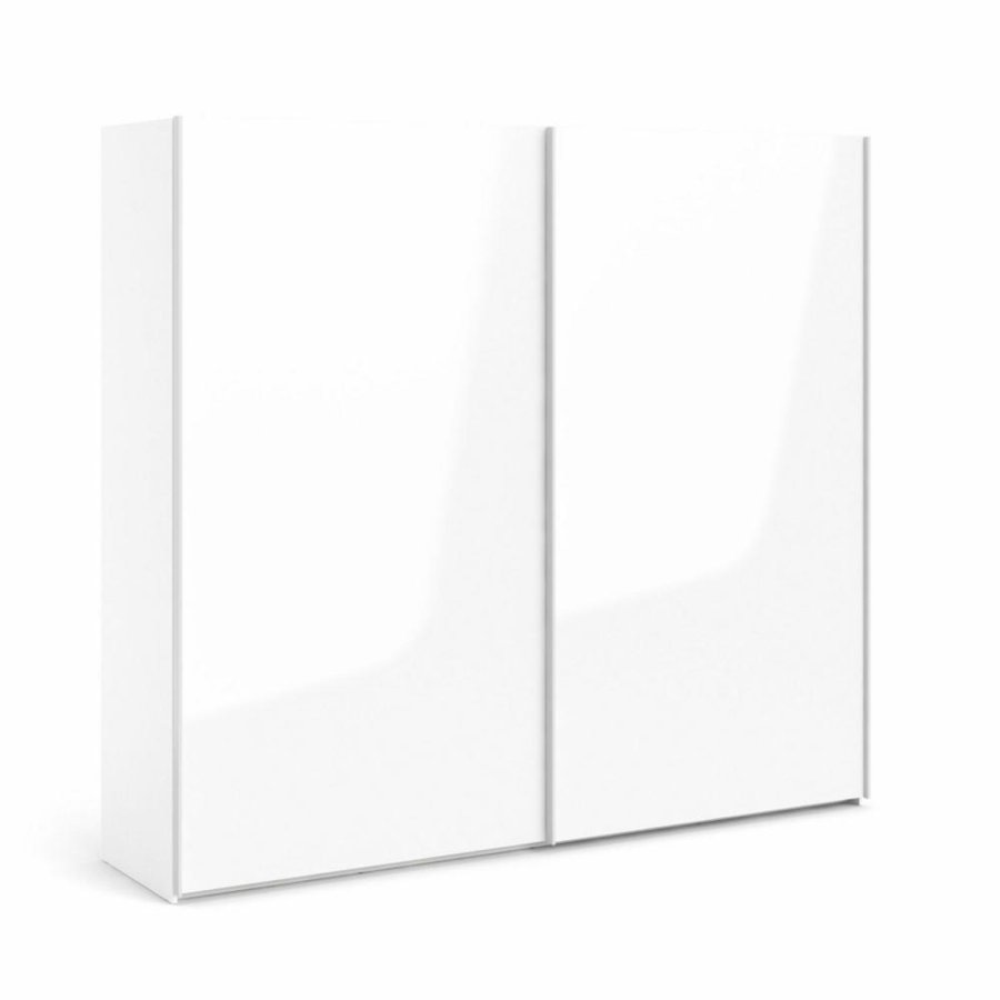 TVILUM Firenze Kleiderschrank, m. 2 Schiebetüren - weiße Folie und Spanplatte