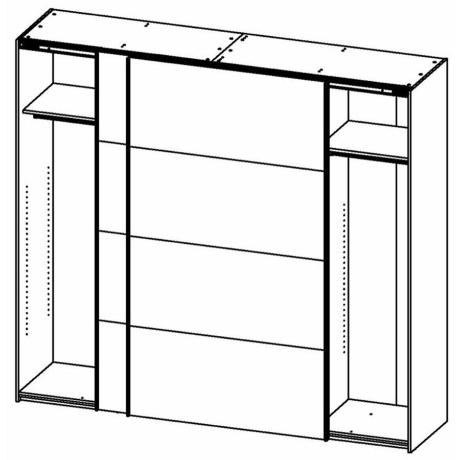 TVILUM Firenze Kleiderschrank, m. 2 Schiebetüren - weiße Folie und Spanplatte