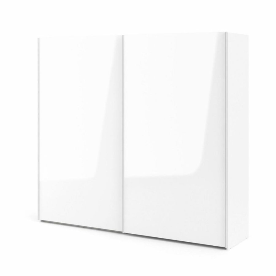 TVILUM Firenze Kleiderschrank, m. 2 Schiebetüren - weiße Folie und Spanplatte