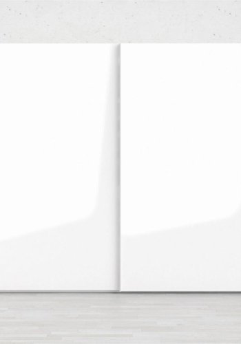 TVILUM Firenze Kleiderschrank, m. 2 Schiebetüren - weiße Folie und Spanplatte