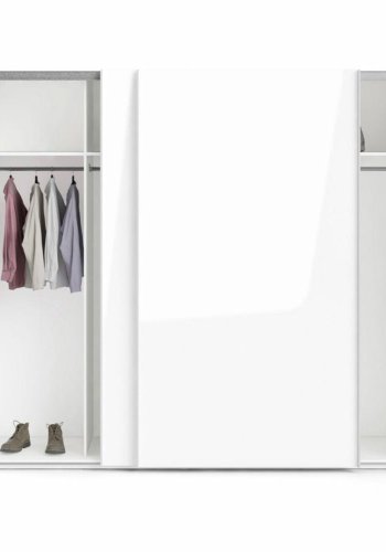 TVILUM Firenze Kleiderschrank, m. 2 Schiebetüren - weiße Folie und Spanplatte