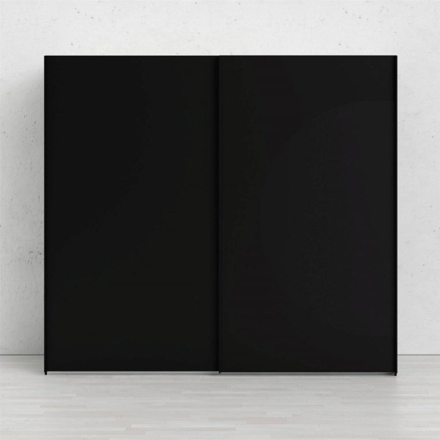 TVILUM Firenze garderobe, m. 2 skyvedrer - sort folie og sponplater