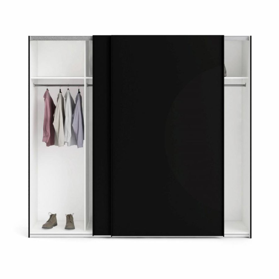 TVILUM Firenze garderobe, m. 2 skyvedrer - sort folie og sponplater