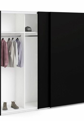 TVILUM Firenze garderobe, m. 2 skyvedrer - sort folie og sponplater