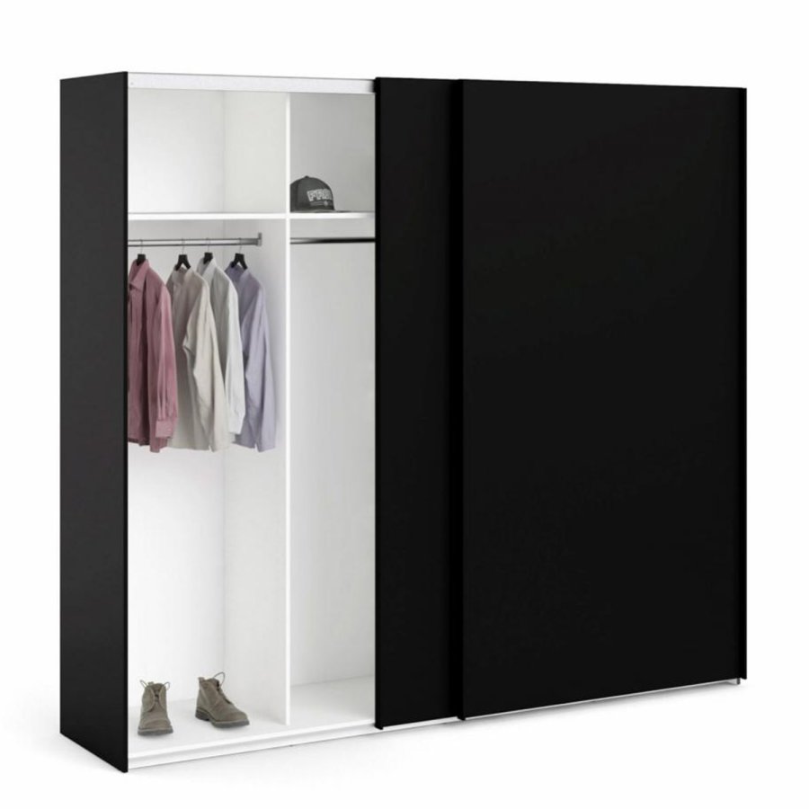 TVILUM Firenze garderobe, m. 2 skyvedrer - sort folie og sponplater