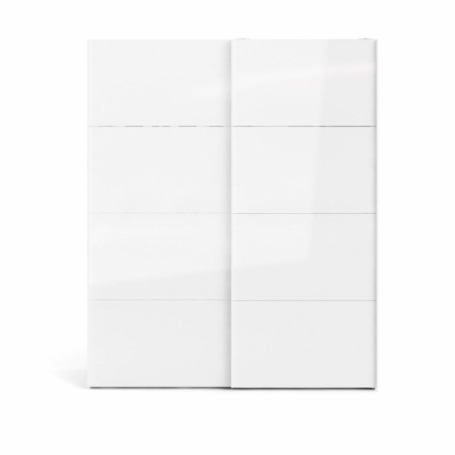 TVILUM Firenze Kleiderschrank, m. 2 Schiebetüren - weiße Folie und Spanplatte