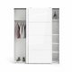 TVILUM Firenze Kleiderschrank, m. 2 Schiebetüren - weiße Folie und Spanplatte