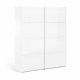 TVILUM Firenze Kleiderschrank, m. 2 Schiebetüren - weiße Folie und Spanplatte