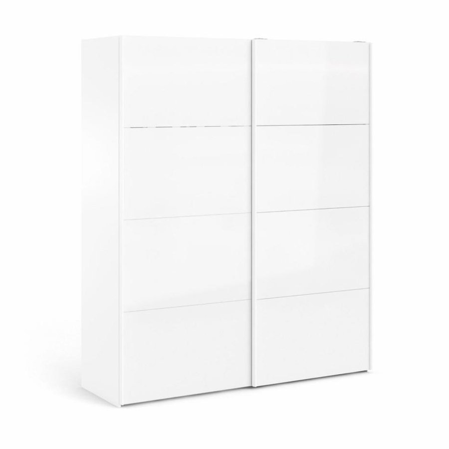 TVILUM Firenze Kleiderschrank, m. 2 Schiebetüren - weiße Folie und Spanplatte