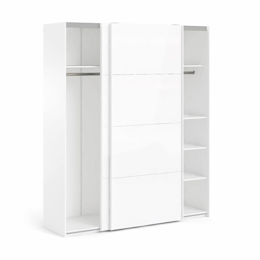 TVILUM Firenze Kleiderschrank, m. 2 Schiebetüren - weiße Folie und Spanplatte