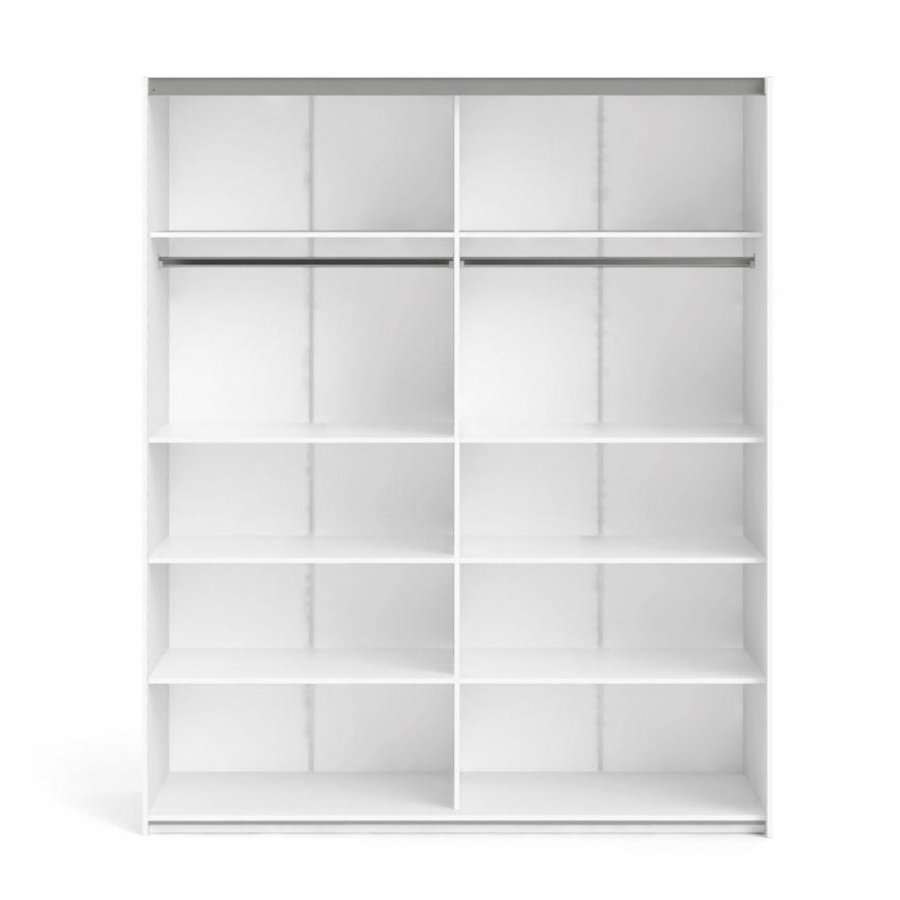 TVILUM Firenze Kleiderschrank, m. 2 Schiebetüren - weiße Folie und Spanplatte