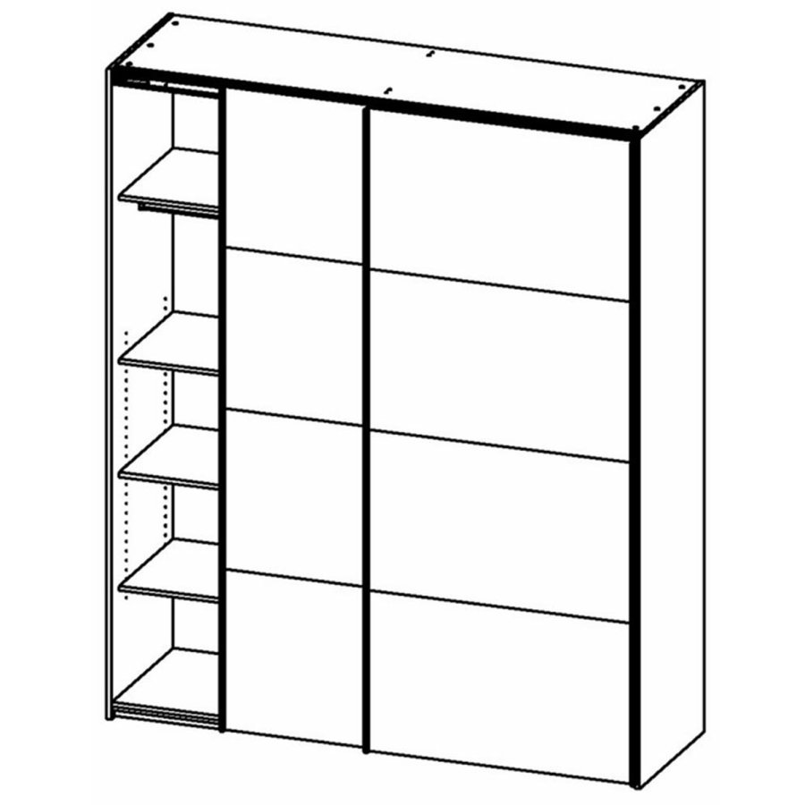 TVILUM Firenze Kleiderschrank, m. 2 Schiebetüren - weiße Folie und Spanplatte