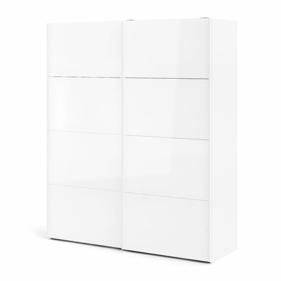 TVILUM Firenze Kleiderschrank, m. 2 Schiebetüren - weiße Folie und Spanplatte