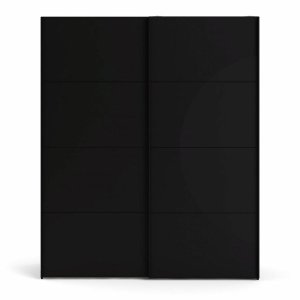 TVILUM Firenze garderobeskab, m. 2 skydelger - sort folie og spnplade