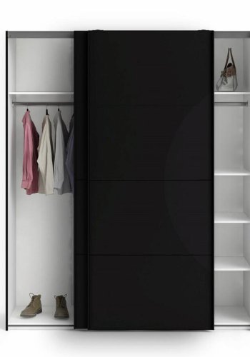 TVILUM Firenze garderobe, m. 2 skyvedrer - sort folie og sponplater