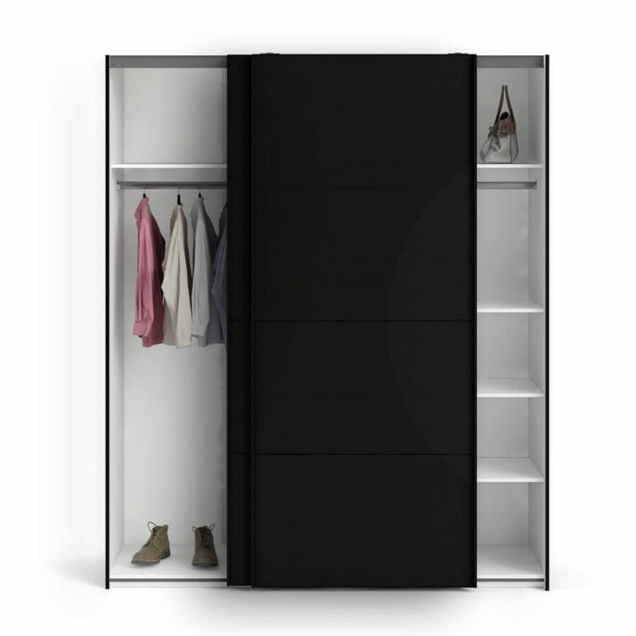 TVILUM Firenze garderobe, m. 2 skyvedrer - sort folie og sponplater