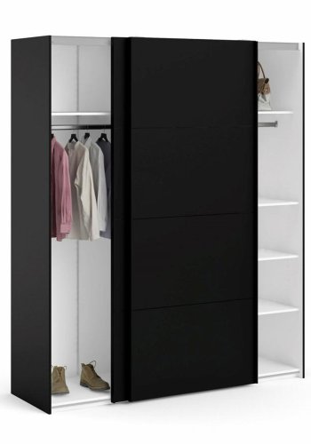 TVILUM Firenze garderobe, m. 2 skyvedrer - sort folie og sponplater