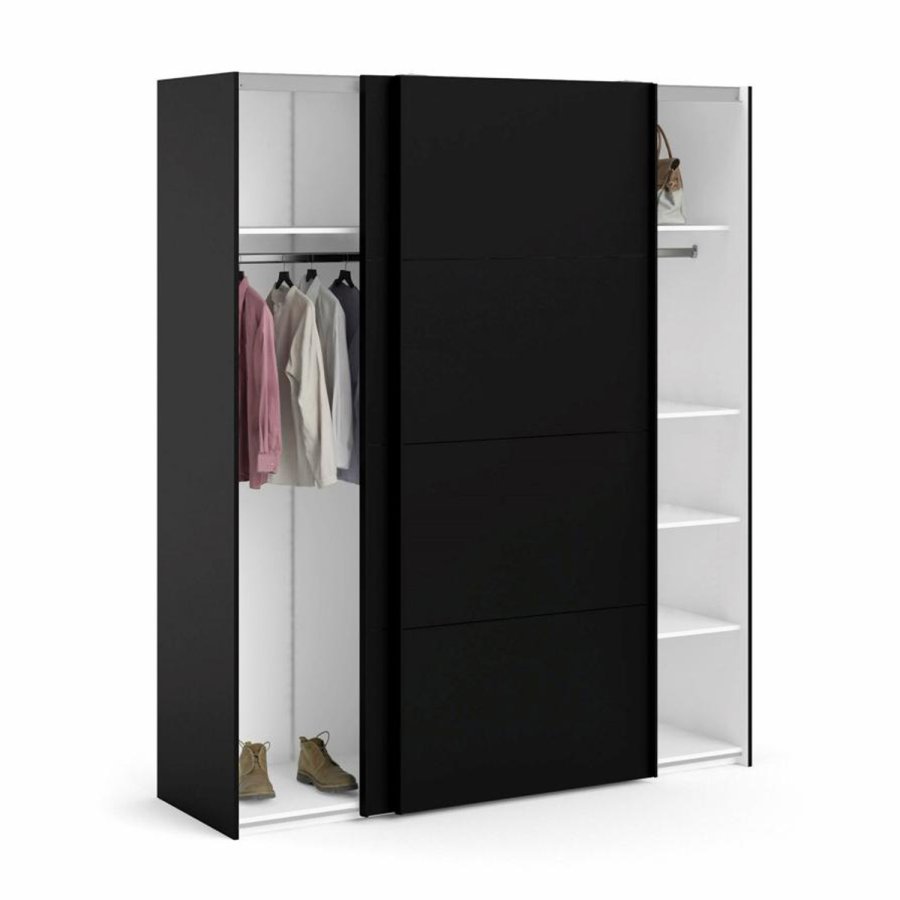 TVILUM Firenze garderobe, m. 2 skyvedrer - sort folie og sponplater