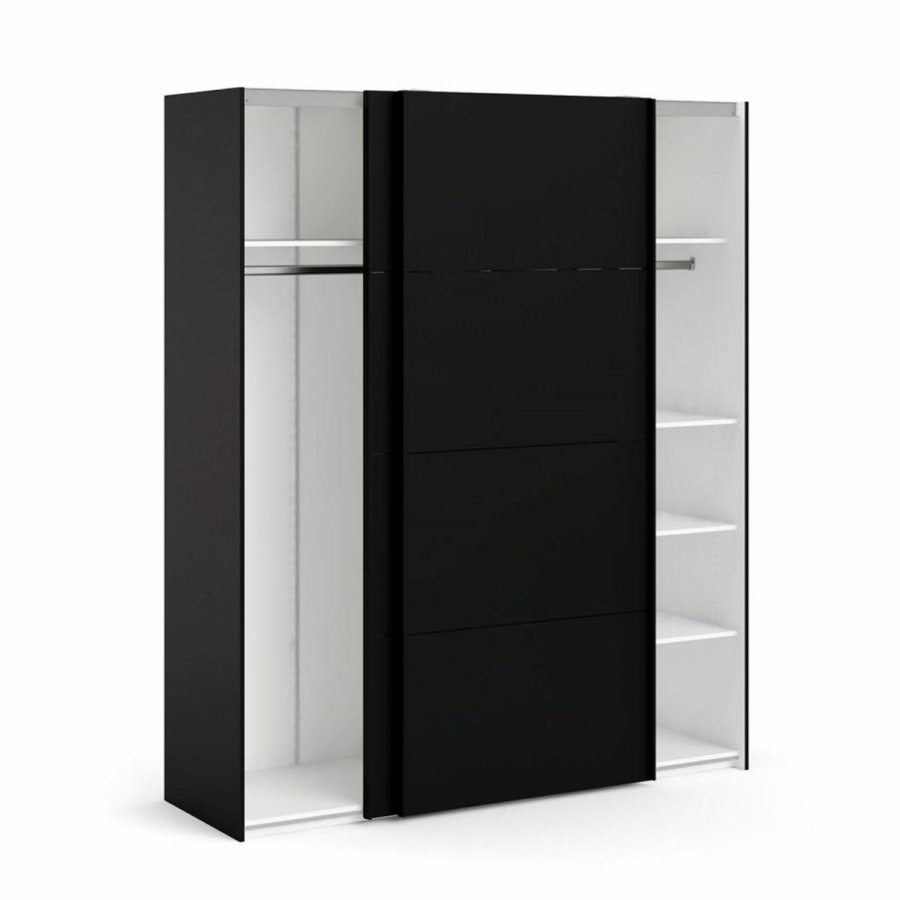 TVILUM Firenze garderobe, m. 2 skyvedrer - sort folie og sponplater