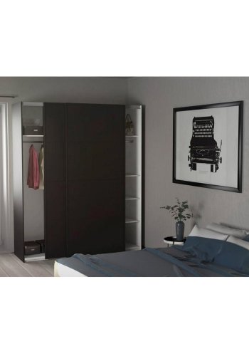 TVILUM Firenze garderobe, m. 2 skyvedrer - sort folie og sponplater