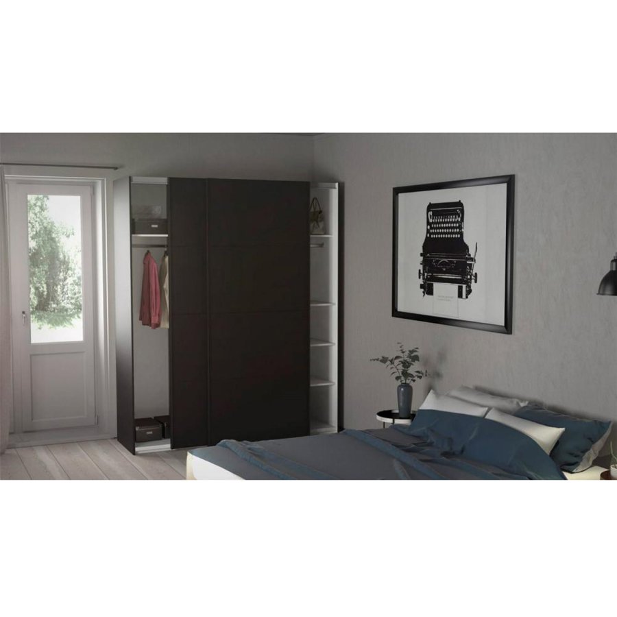 TVILUM Firenze garderobe, m. 2 skyvedrer - sort folie og sponplater