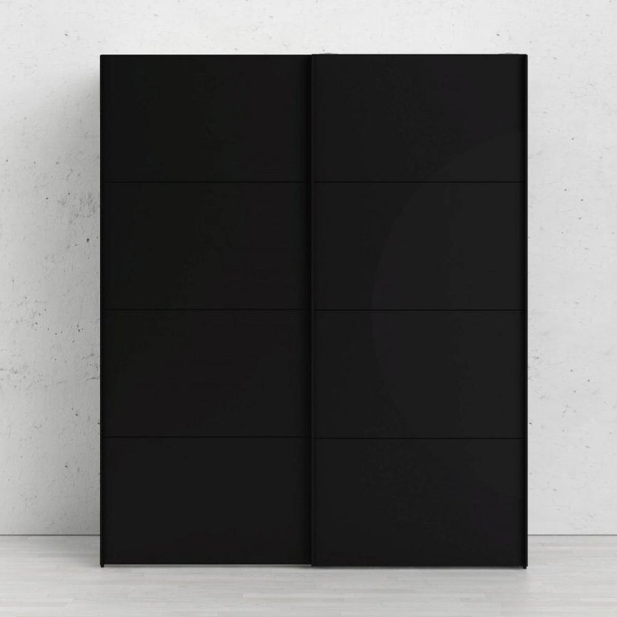 TVILUM Firenze garderobe, m. 2 skyvedrer - sort folie og sponplater