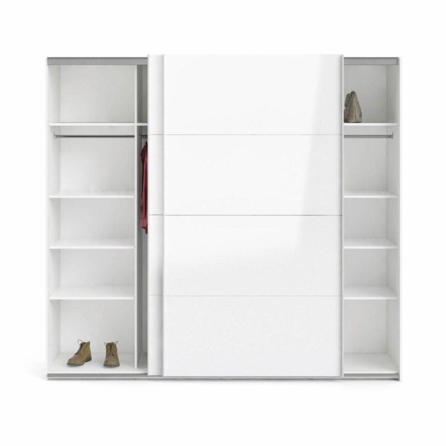 TVILUM Firenze Kleiderschrank, m. 2 Schiebetüren - weiße Folie und Spanplatte