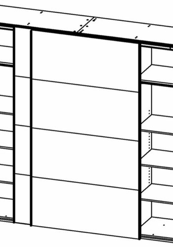 TVILUM Firenze Kleiderschrank, m. 2 Schiebetüren - weiße Folie und Spanplatte