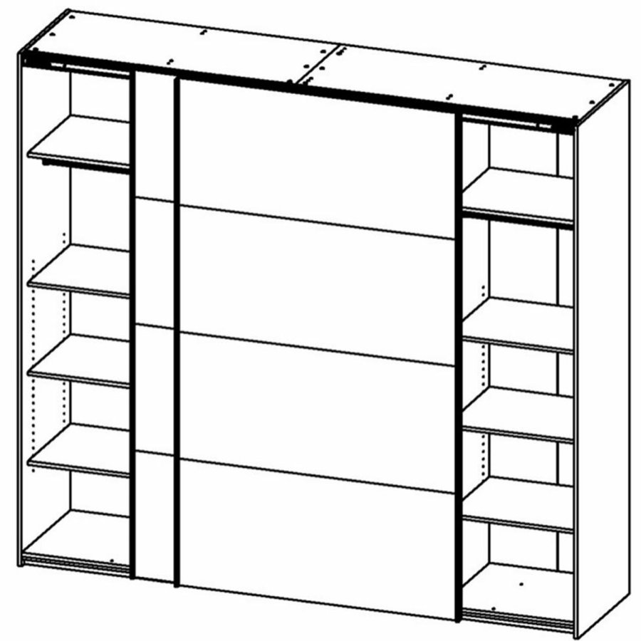 TVILUM Firenze Kleiderschrank, m. 2 Schiebetüren - weiße Folie und Spanplatte